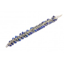 Handmade Bunch Bracelet 925 Sterling Silver Natural Blue Lapis Lazuli Gemstone